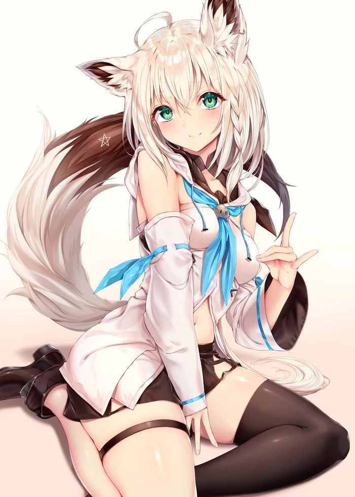 Anime Art - Anime, Anime art, Hololive, Shirakami fubuki, Animal ears