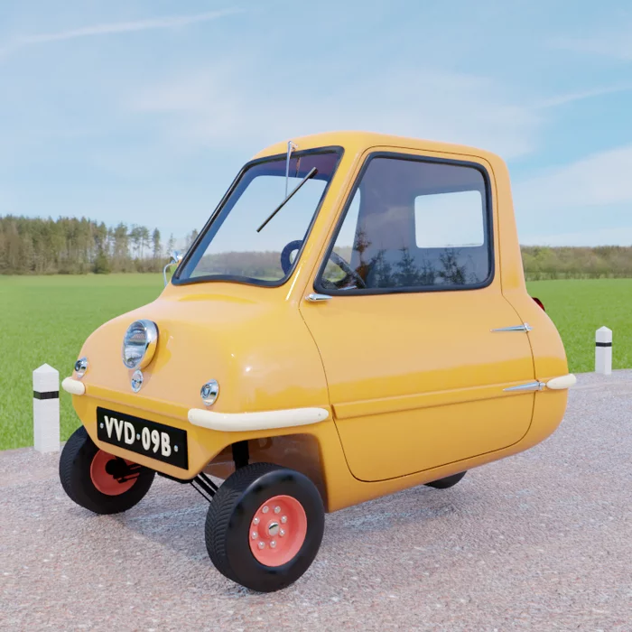 3D model of the car “Peel P50” - My, 3D modeling, Blender, Vintage, Auto, Hobby