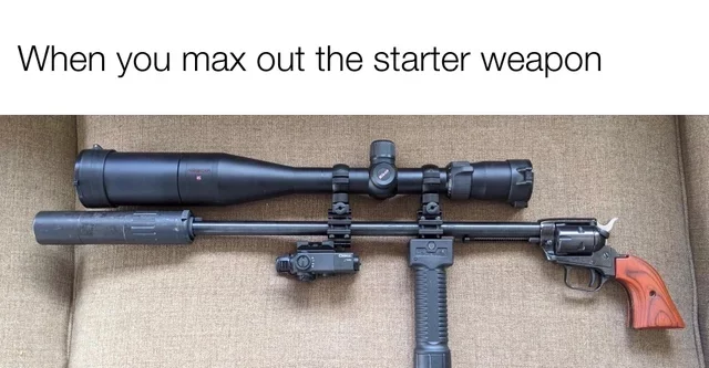 When maxed out starting weapon - Fallout, Weapon, Games, Humor, Computer games