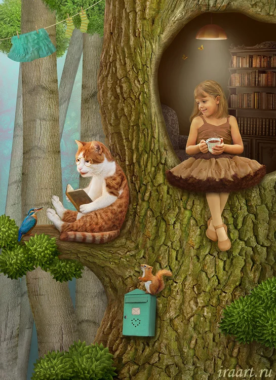 Alice in Lukomorye - Scientist cat, cat, Catomafia, Children, Art