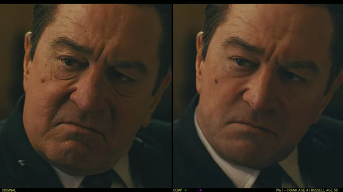 Robert De Niro, Al Pacino and Joe Pesci before and after CGI rejuvenation in The Irishman - Movies, Irishman, Netflix, Robert DeNiro, Al Pacino, Joe Pesci, Before and after VFX, Longpost