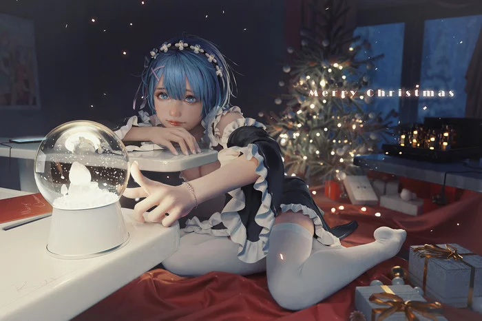 Merry Christmas - Art, Drawing, Rem (Re: Zero Kara), Re: Zero Kara, Christmas, Anime, Rui Li