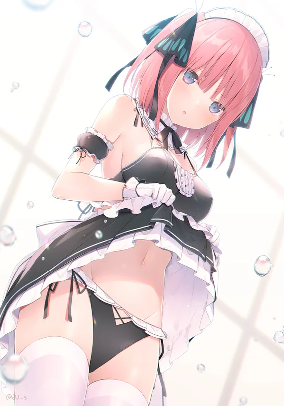 Nino Nakano - NSFW, Anime, Art, Anime art, Nino nakano, Gotoubun no hanayome, Housemaid, Swimsuit, Girls