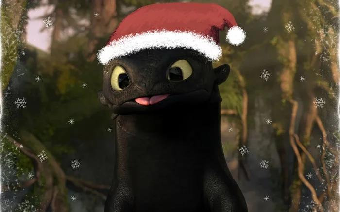 Toothless loves New Year too - My, New Year, The Dragon, Toothless, How to train your dragon