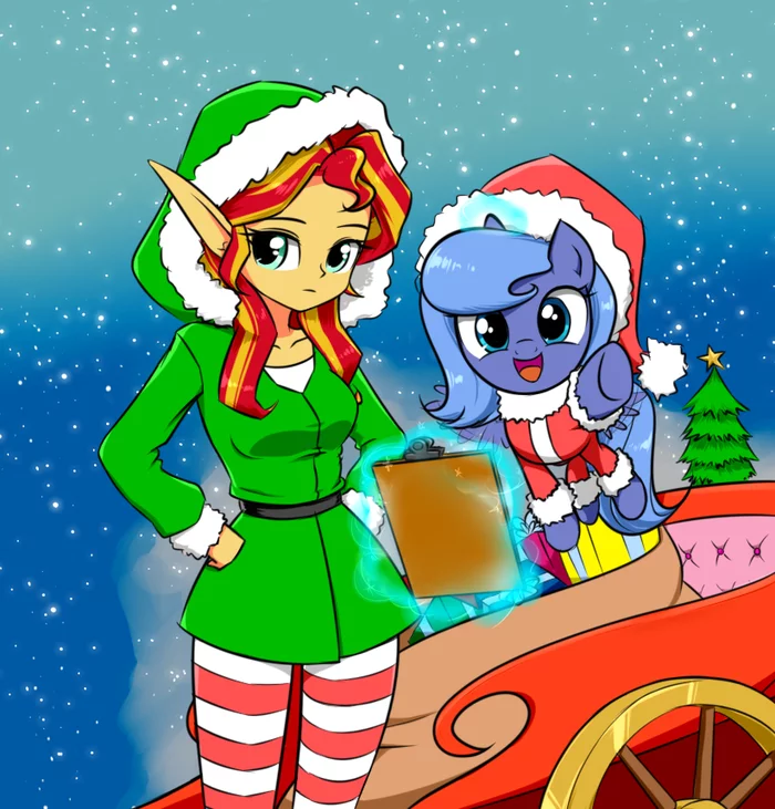 Gift distribution - My little pony, Equestria girls, Princess luna, Sunset shimmer, Twilite-Sparkleplz