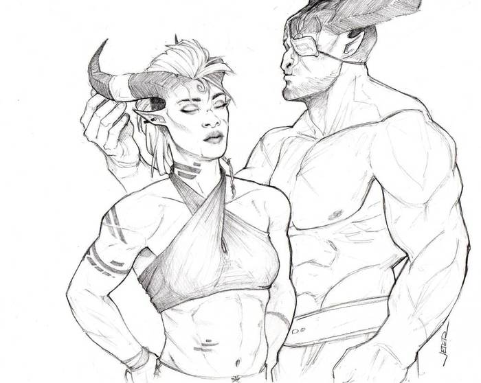 A Gentle Touch - Dragon Ball, Iron Bull, Инквизитор, Кунари, Рисунок