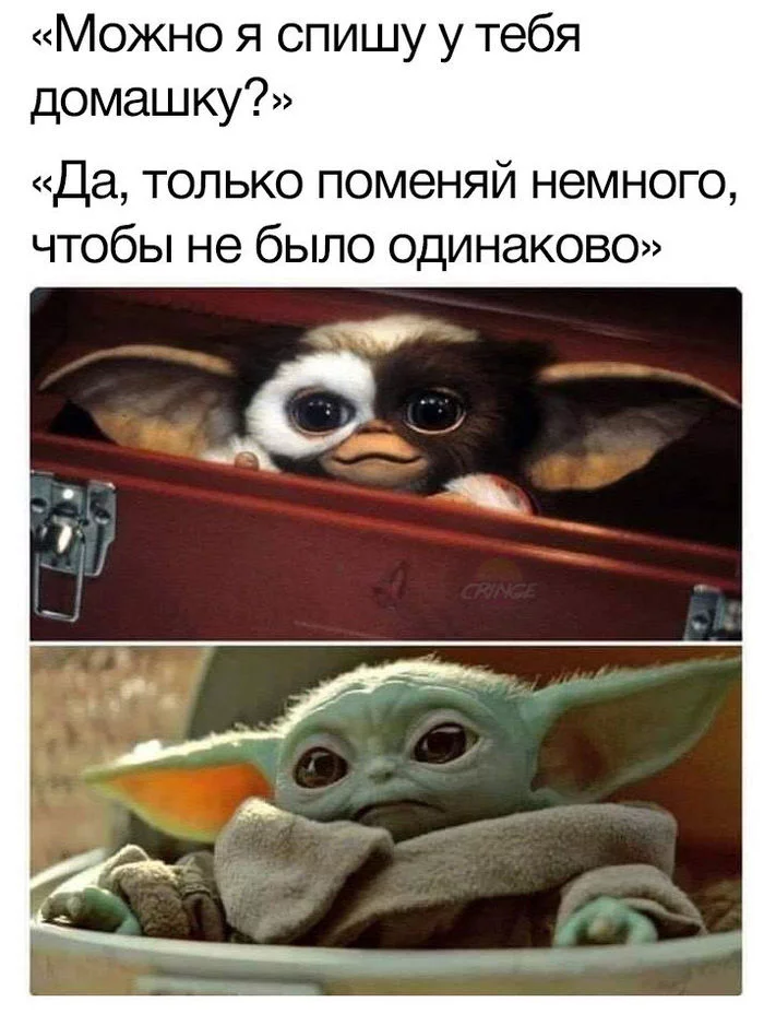 Не одинаковые - Star Wars, Мандалорец, Дети, Гизмо, Гремлины, Картинка с текстом, Грогу