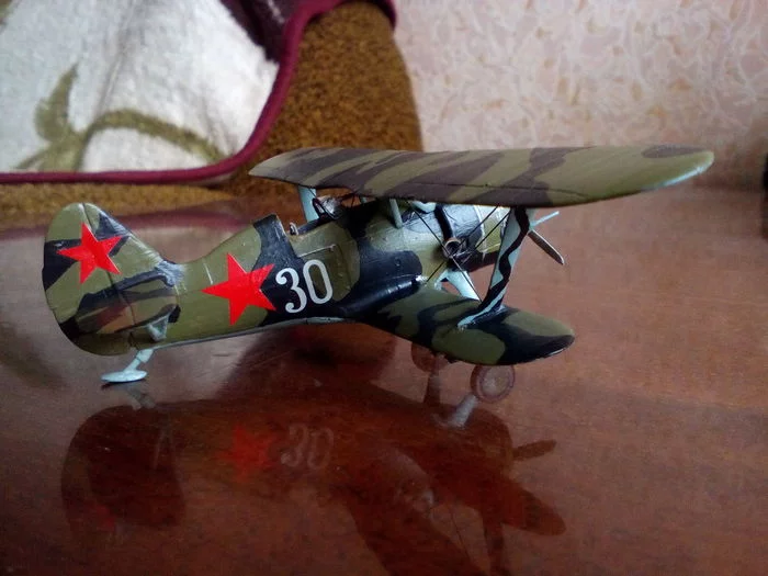Soviet polutoraplan. - My, Stand modeling, Aircraft modeling, Prefabricated model, Fighter, Biplane, Airplane, Longpost