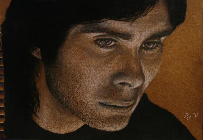 Cillian Murphy, sketch of a still from the movie Inferno - My, Cillian Murphy, Drawing, Colour pencils, Graphics, Painting, Creation, Artist, Paper