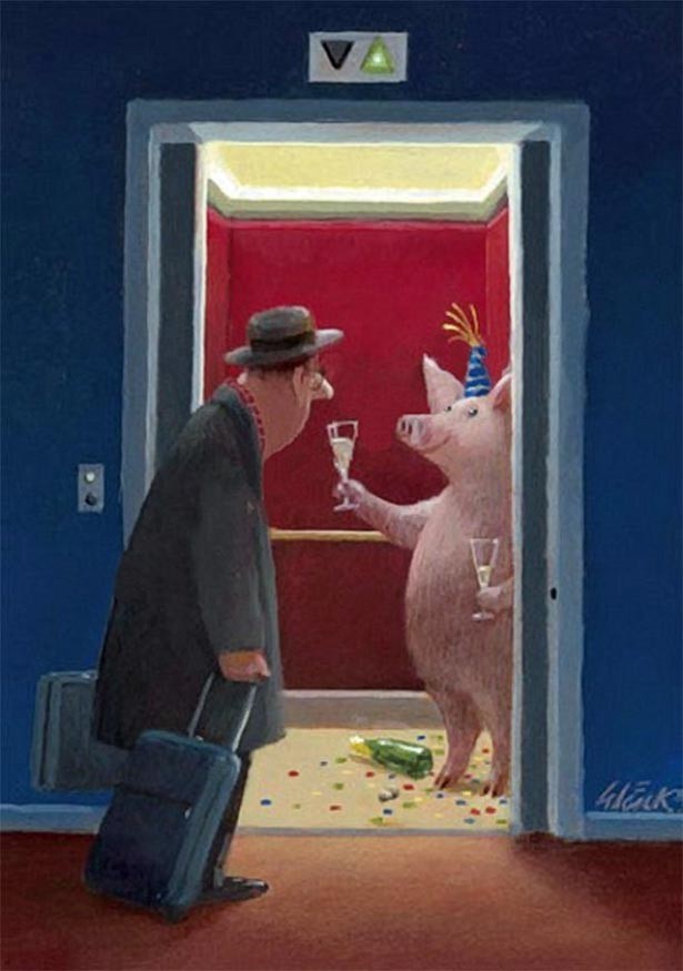 New Year's Gerhard Gluck - Art, Drawing, Caricature, New Year, A selection, Gerhard Gluck, Longpost