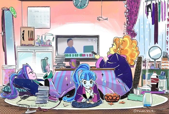 Under the kotatsu - My little pony, Equestria girls, Adagio dazzle, Aria blaze, Sonata dusk, 5mmumm5