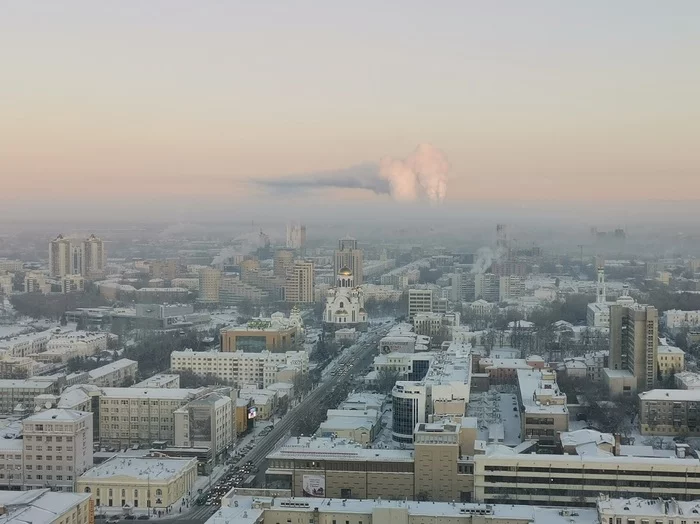 Екатеринбург, рассвет - Моё, Екатеринбург, Фотография, Фото на тапок, Вид сверху, Рассвет