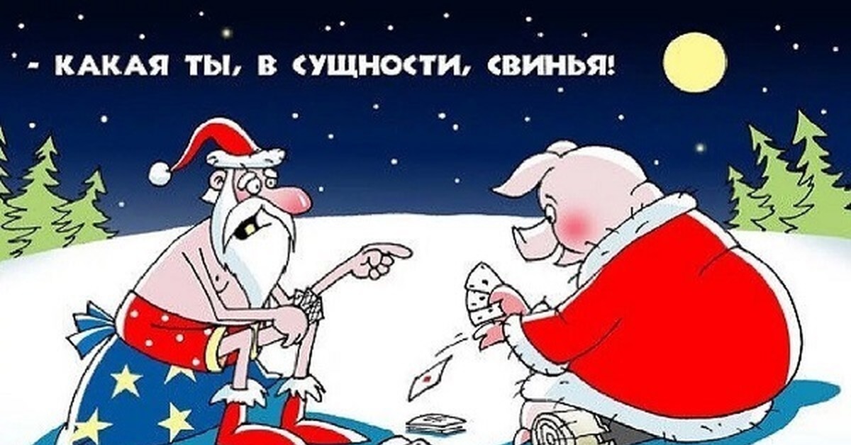 Карикатуры года. Новогодние приколы 2019. Карикатуры новый год свиньи. Свинья новый год прикол. Юмор и сатира про новый год.