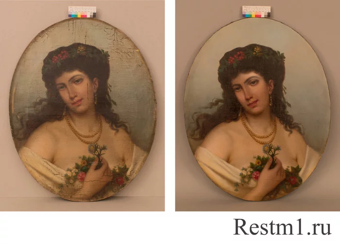 Restoration of the painting - My, Restoration, Painting, Painting, Portrait, It Was-It Was, Saint Petersburg, Antiques, GIF
