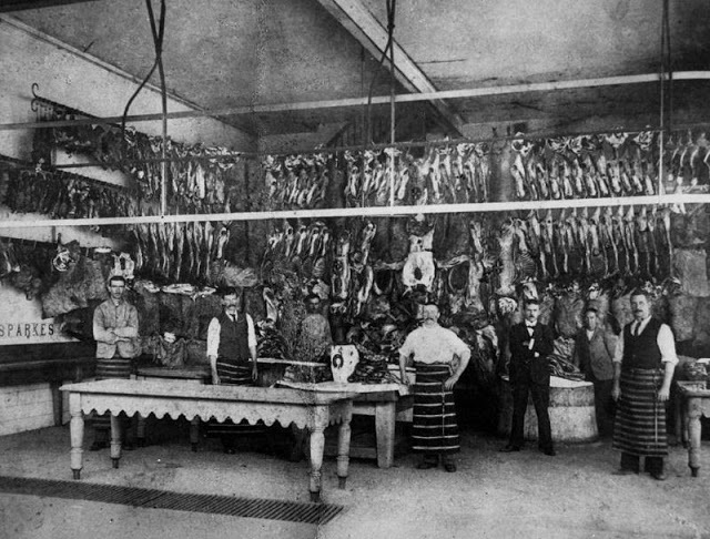 Butcher shop. England 19th century - England, Meat, Story, Vintag ES, Longpost, Butcher shop