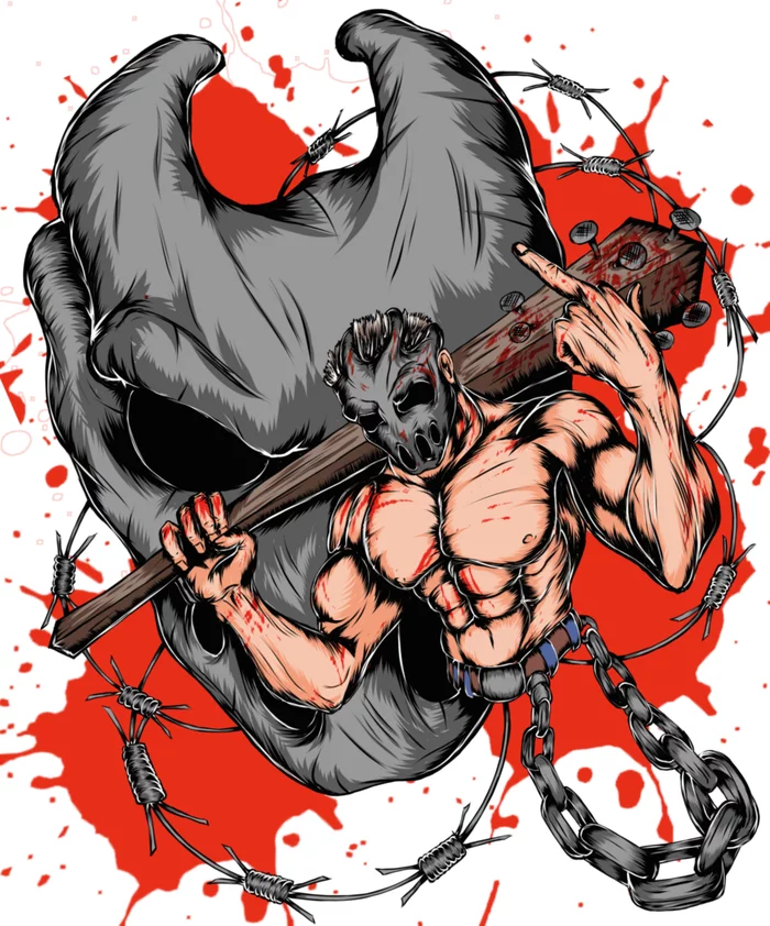 Splatterhouse - My, Splatterhouse, Art, Sai2, Blood, Computer games, Beginner artist, Digital drawing