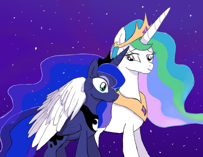  My Little Pony, Ponyart, Princess Luna, Princess Celestia, Yuniuni11