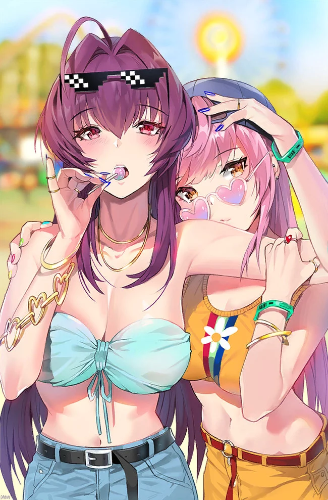 Amusement park date - Fate, Fate Grand Order, Medb, Anime Art, Аниме, Длиннопост, Yuri, Грудь, Scathach Skadi