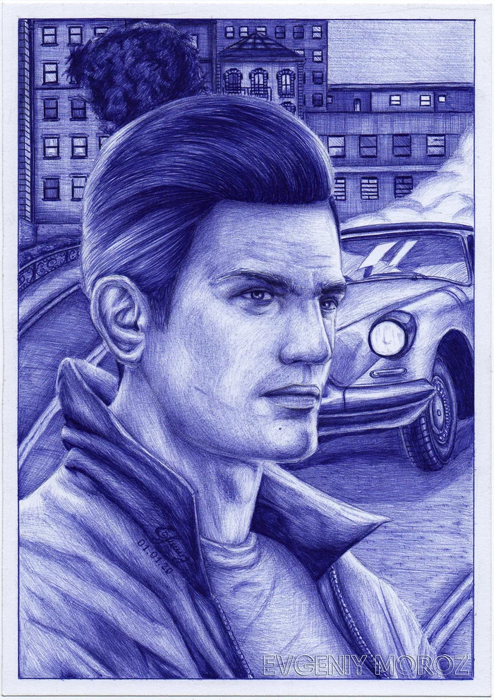 Vito Scaletta, Mafia 2 - My, Drawing, Graphics, Mafia 2, Vito Scaletta, Pen drawing, Longpost, Portrait