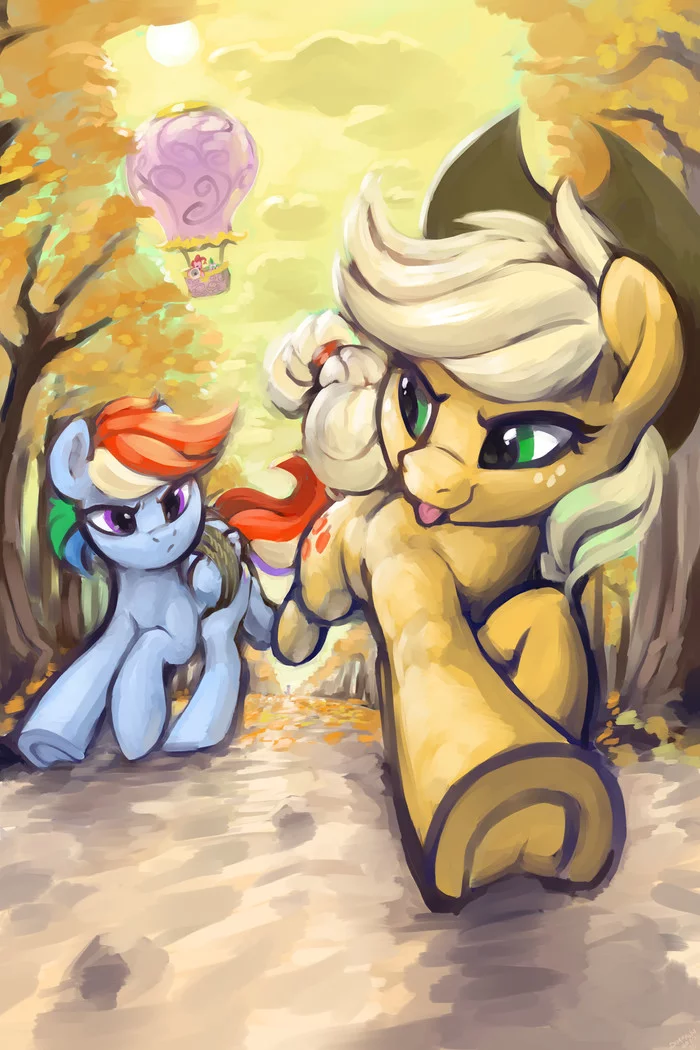 Jogging - My little pony, PonyArt, Applejack, Rainbow dash, Dimfann, MLP season 1