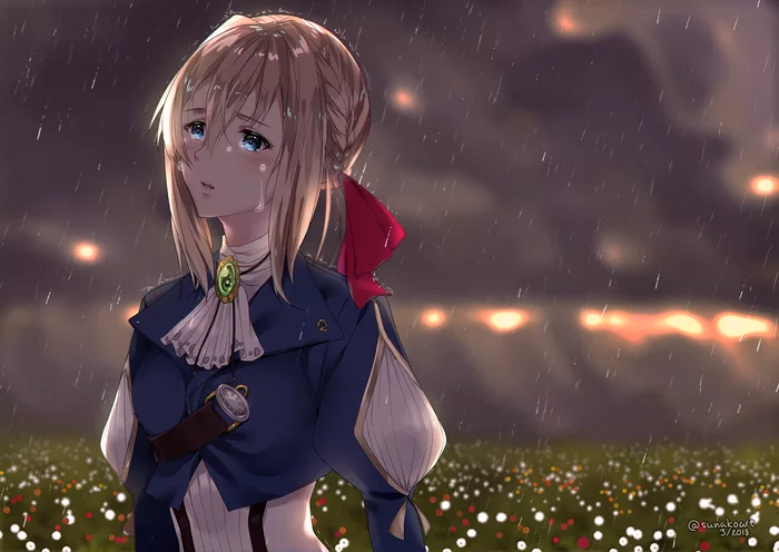 When will it stop raining? - Violet Evergarden, Anime art, Anime