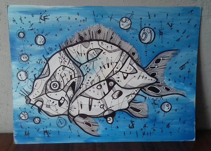 Dream fish - My, A fish, Art, Line, Dam, Acrylic