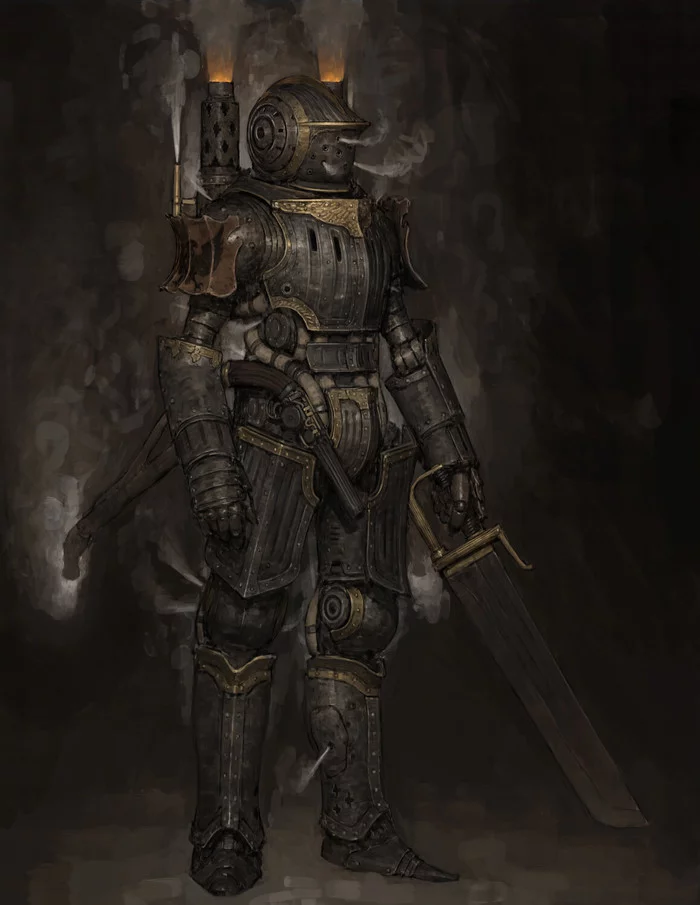 Steam knight - Art, Drawing, Steampunk, Knights, Ariel Perez