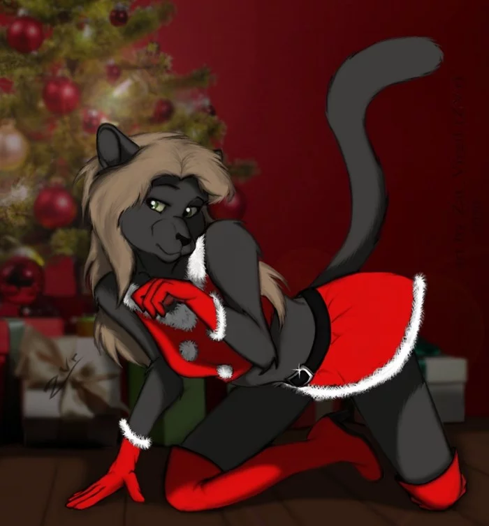 New year cat - Furry, cat, New Year, Christmas, Art