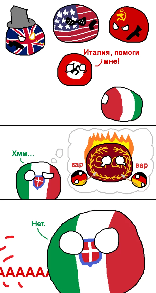 Italy's Revenge - Countryballs, Comics, Translated by myself, The Second World War, Barbarian