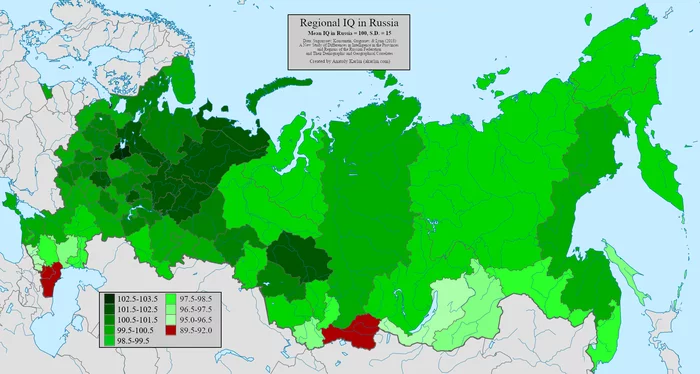 IQ по регионам России - IQ, Карта России, География, Reddit