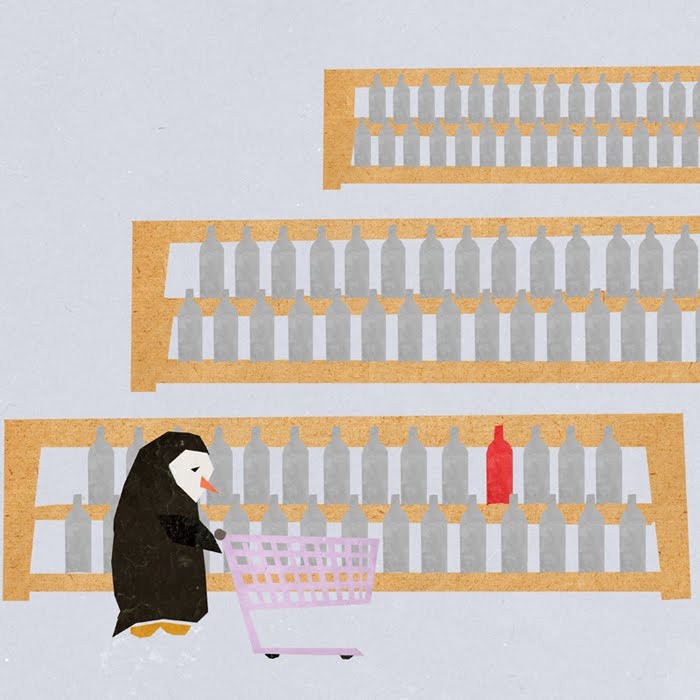 Sad penguin and a bottle of red - Art, Drawing, Penguins, Bottle, Friends, A selection, Longpost