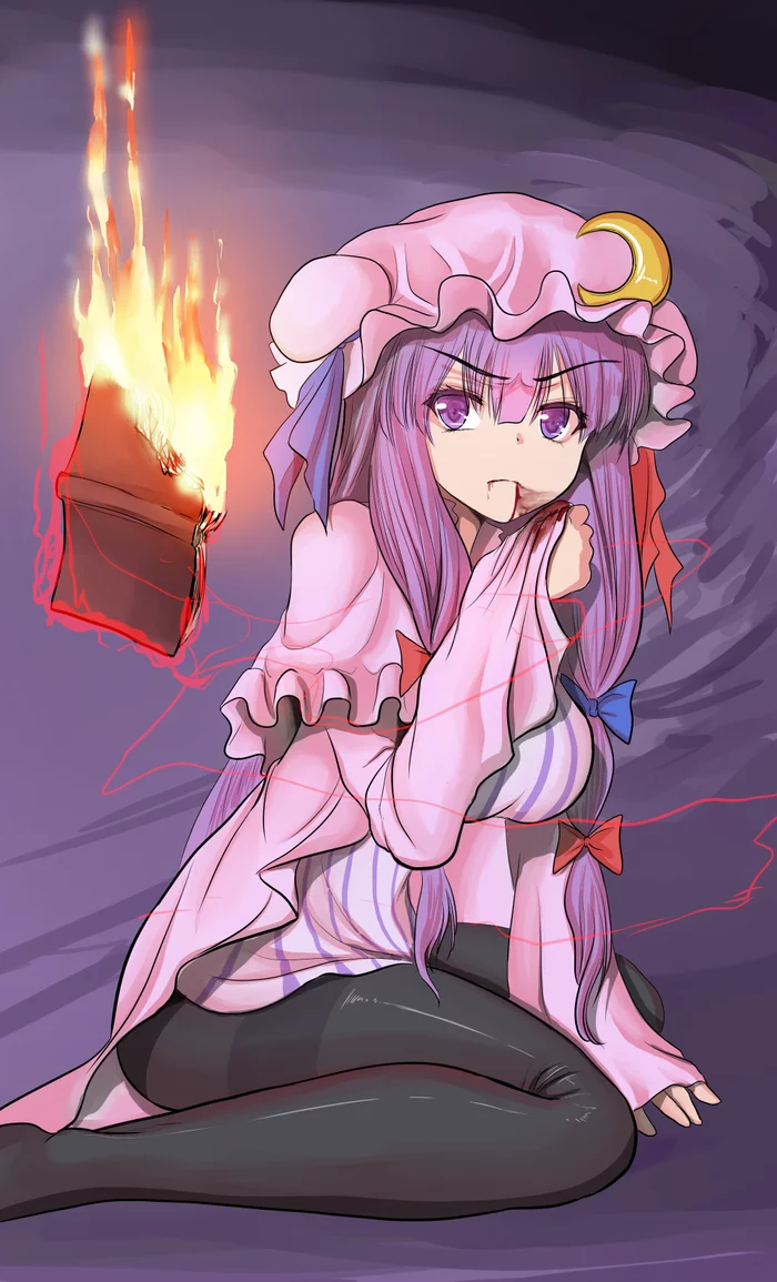 Patchouli Knowledge - Touhou, Patchouli Knowledge, Anime Art, Аниме, Не аниме