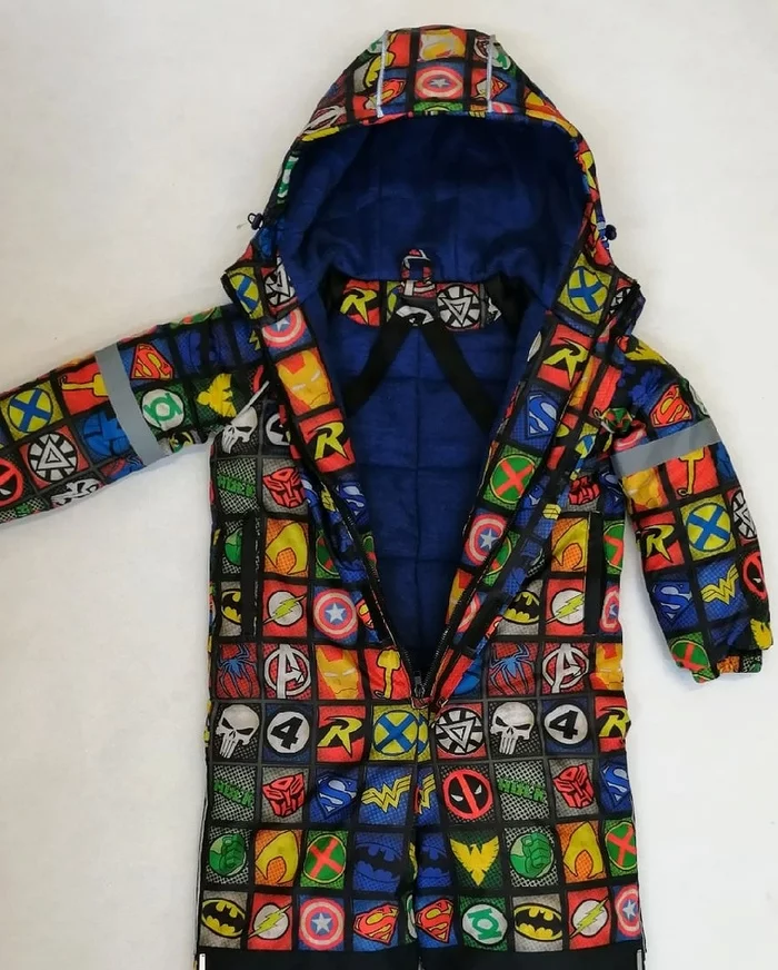Snowsuit with superheroes for son - Longpost, Needlework with process, Overalls, Sewing, Handmade, My