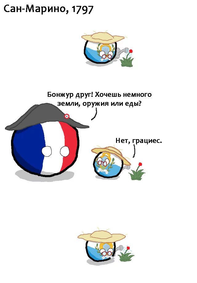 Modern history of the Republic of San Marino in brief. Part 1 Napoleonic Wars, and part 2 Risorgimento - Countryballs, Comics, Translated by myself, France, Italy, San Marino, Longpost