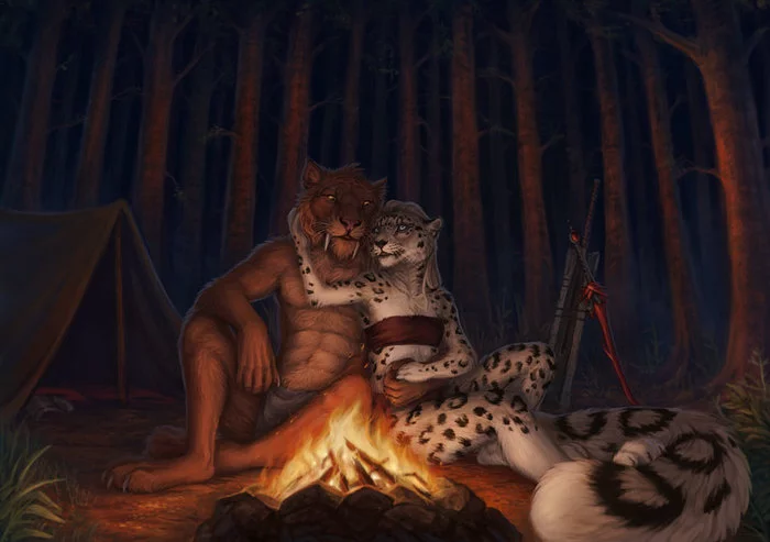 Campfire comfort - Фурри, Антро, Арт, Furry Edge, Deyvarah