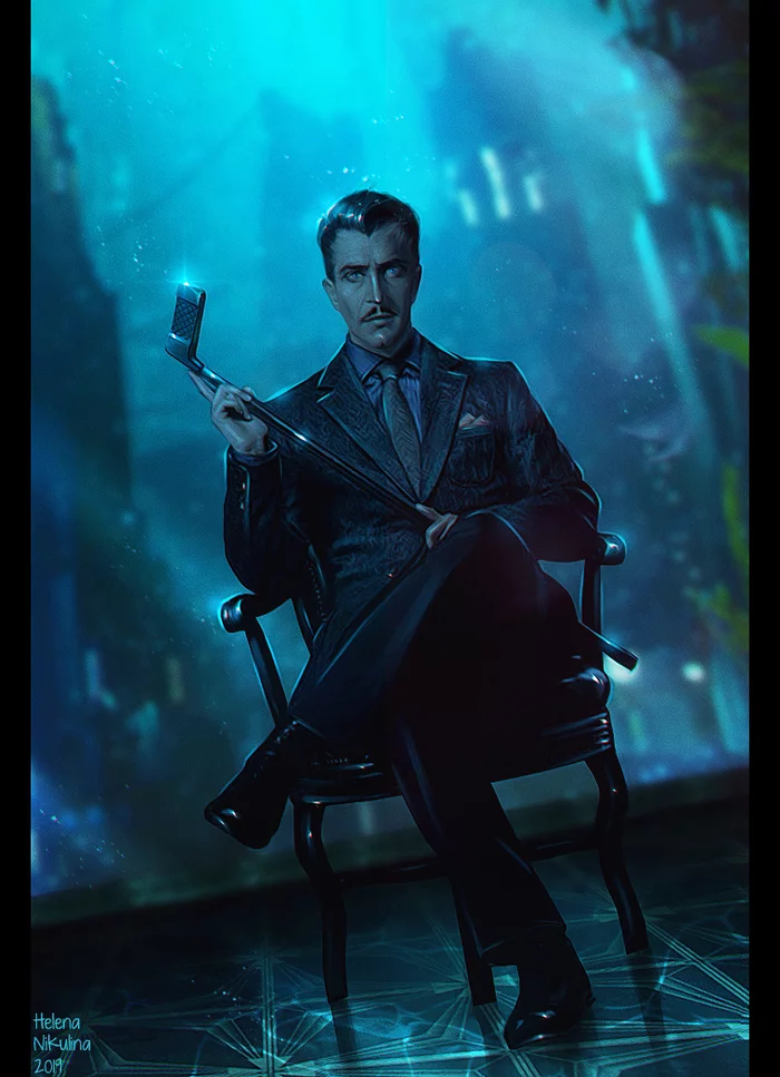 Andrew Ryan - My, Art, Fan art, Games, BioShock, Rapture, Delight, Under the water, Characters (edit)