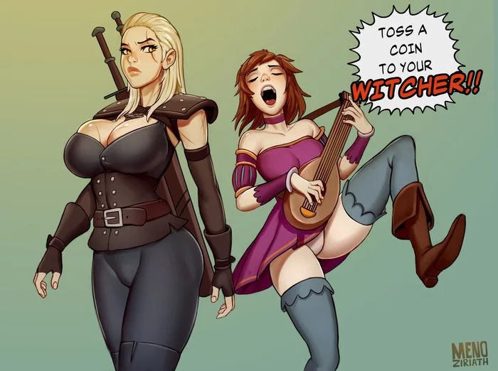 Pay the Witcher! - NSFW, Witcher, Comics, Longpost, Rule 63, Pay the witcher, Menoziriath