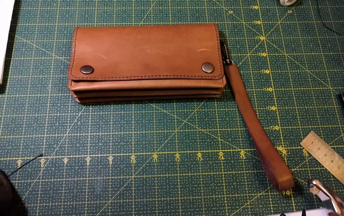 Leather wallet based on video, from the Salty Dog channel - My, Leather products, With your own hands, Wallet, Longpost, Leather craft