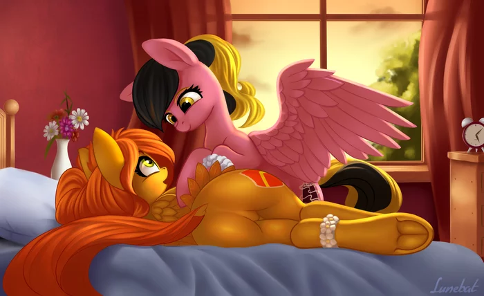 Camber and Silk - My Little Pony, PonyArt, Original Character, Lunebat, Pony-Way, MLP Edge, MLP Lesbian