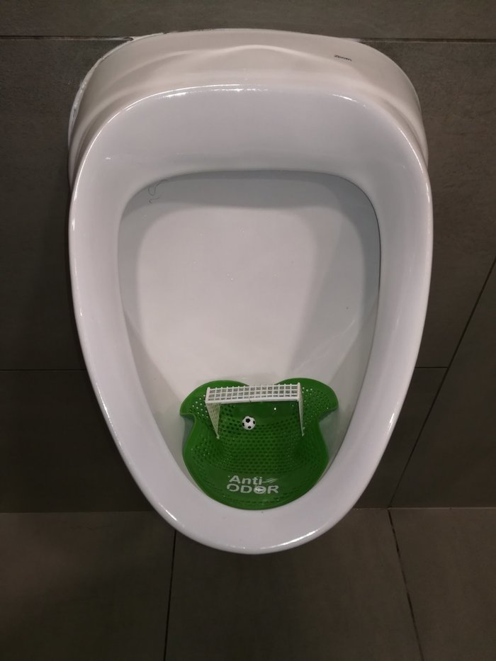 Taking a penalty... - My, Urinal, Football, Creative, Longpost, Toilet