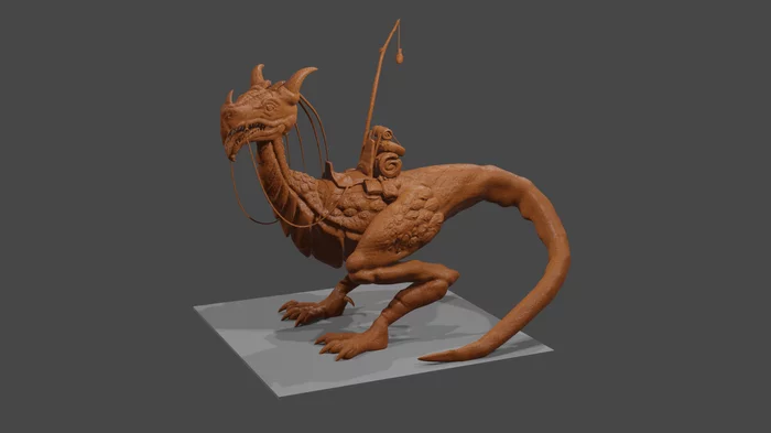 The process of digitally sculpting a lizard - My, 3D modeling, Lizard, Figurines, Spearmasters, GIF, Longpost