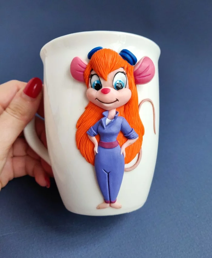 Gadget - My, Needlework with process, Chip and Dale, Polymer clay, Handmade, Mug with decor, Longpost, Gadget hackwrench