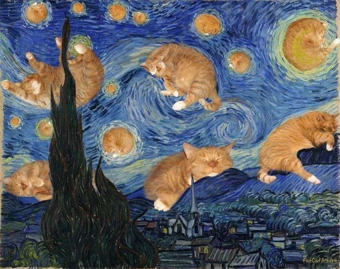 Vincent van Cat - van Gogh, cat, Painting, Milota