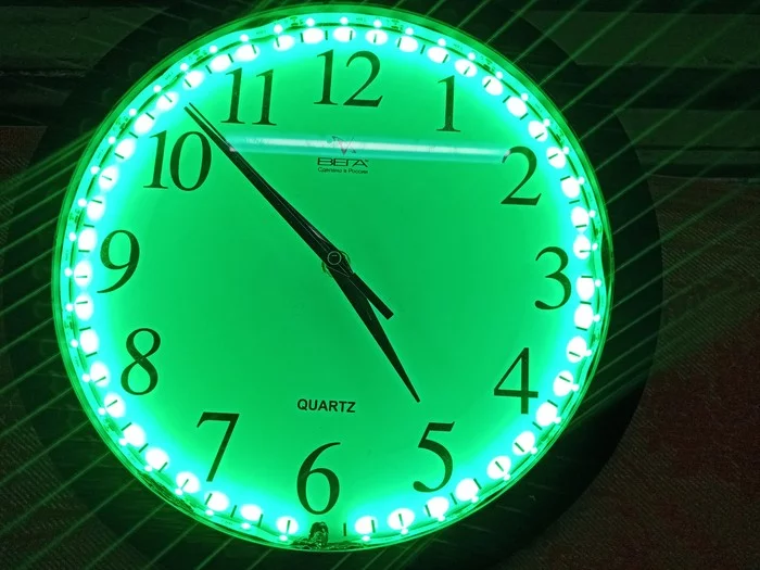 Something is wrong with the clock... - My, LEDs, Interior, With your own hands, Электрик, Light