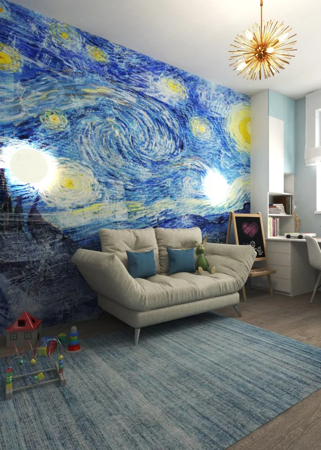 Starlight Night - My, Children's room, Design, Longpost, van Gogh, Van Gogh's Starry Night, Interior Design