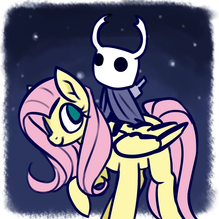 Покатушки - Моё, My Little Pony, Fluttershy, Кроссовер, Hollow Knight, Арт