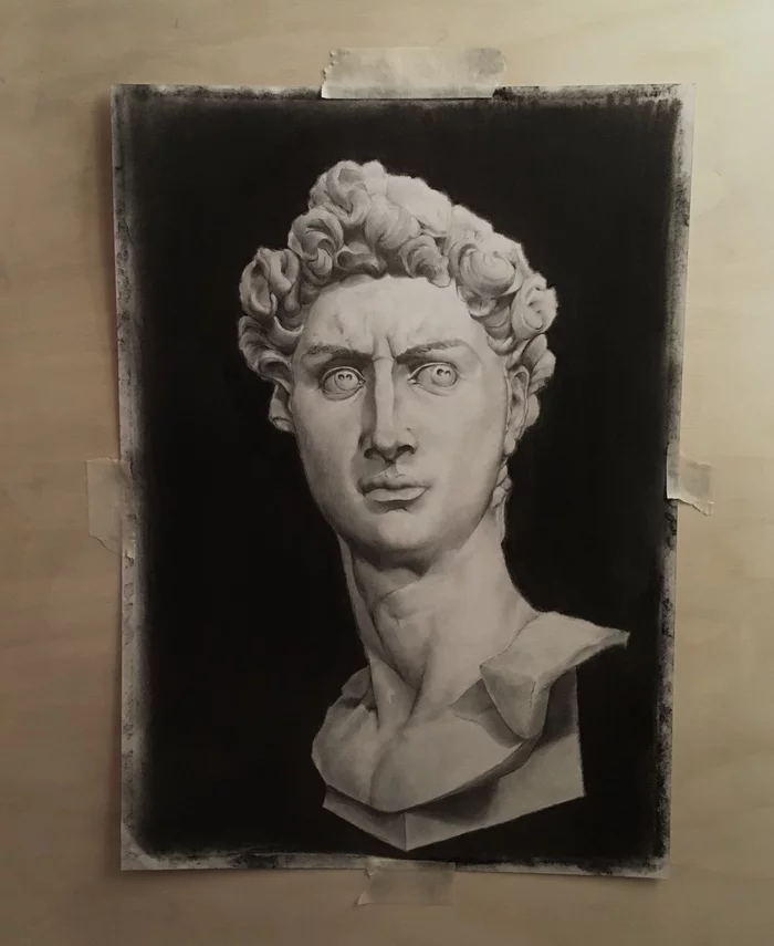 David - My, Pencil drawing, Drawing, Self-taught, Bust, Sculpture, Head, Sketch, Art
