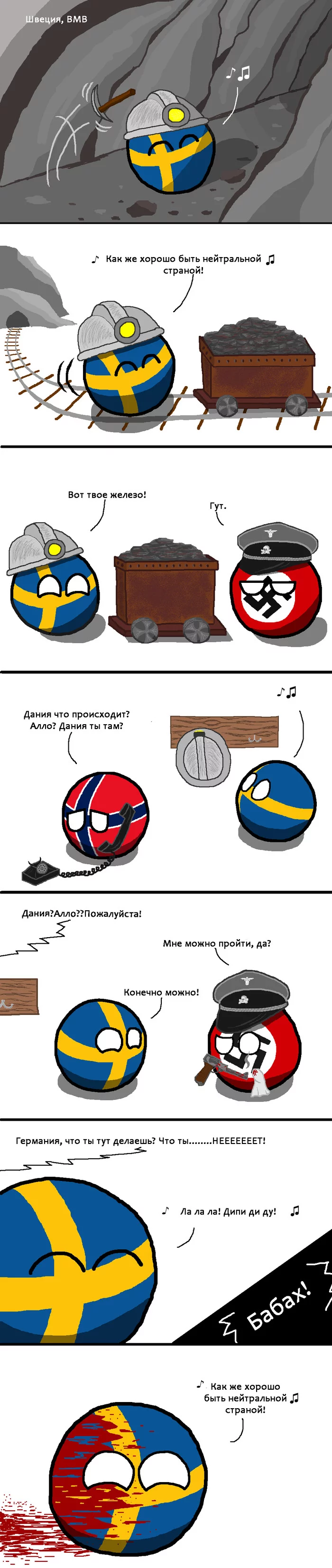 Neutrality at its finest - Countryballs, Translated by myself, Comics, Sweden, Germany, Norway, Neutrality, Longpost, Politics