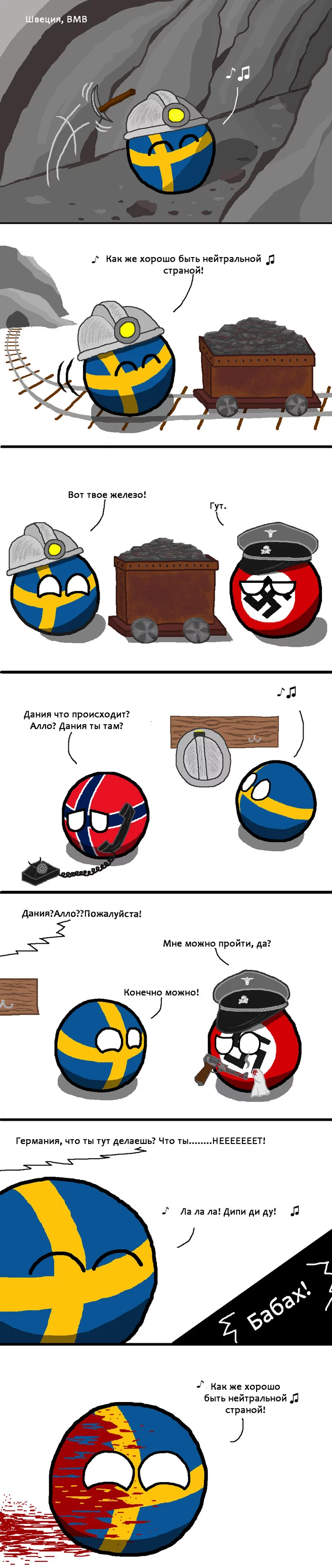 Нейтралитет во всей своей красе - Countryballs, Перевел сам, Комиксы, Швеция, Германия, Норвегия, Нейтралитет, Длиннопост, Политика