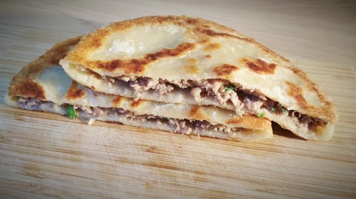 Chinese flatbread stuffed with potato and meat - My, Recipe, Tortillas, Longpost, Cooking, Food, National cuisine, Dough, Ground meat, Potato, Culinary minced meat